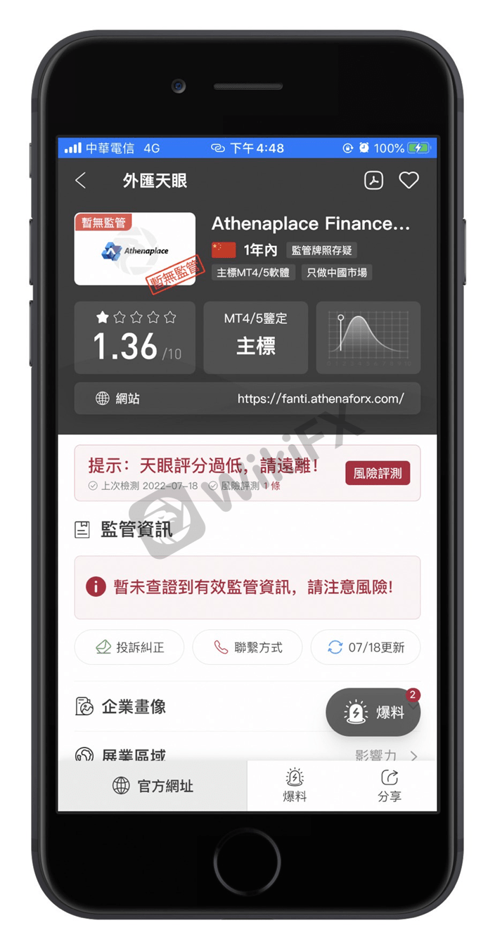 外汇天眼：Athenaplace Finance Ltd——帅哥暖男诱导投资！