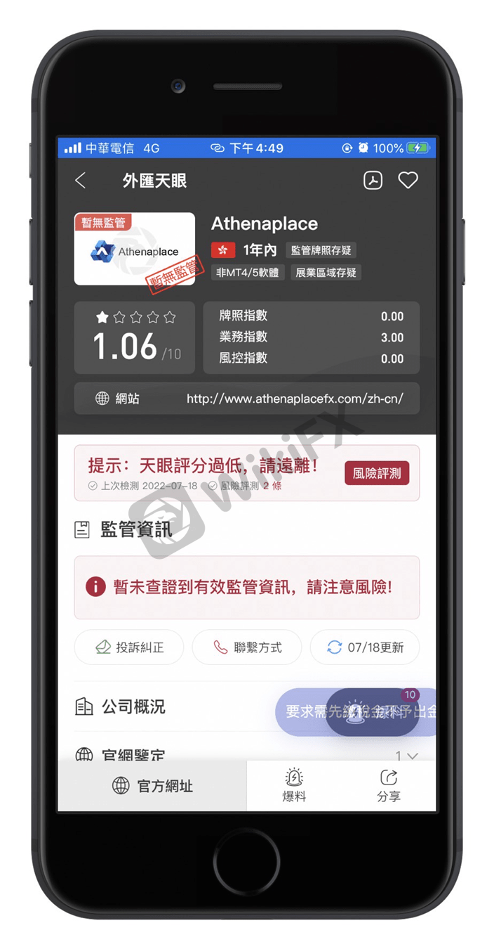 外汇天眼：Athenaplace Finance Ltd——帅哥暖男诱导投资！