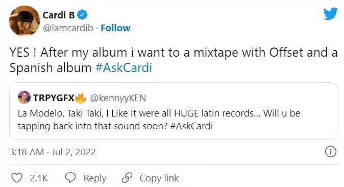 Cardi B 新单曲热度不及预期！