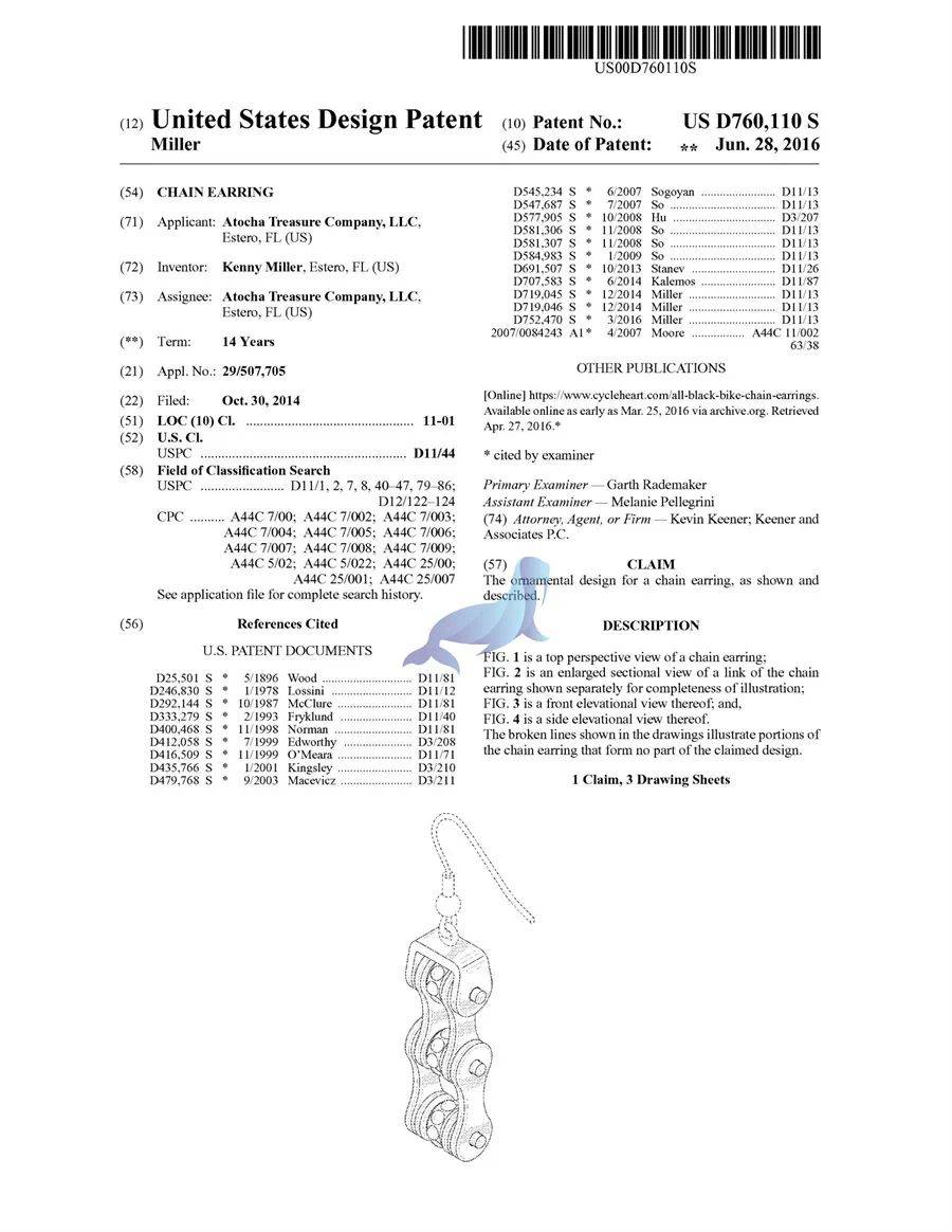 机车链条首饰 BIKE CHAIN BRACELET 专利维权，案件号：22-cv-3731