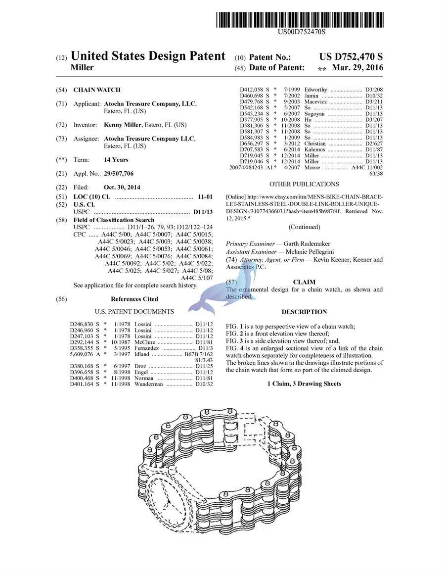 机车链条首饰 BIKE CHAIN BRACELET 专利维权，案件号：22-cv-3731