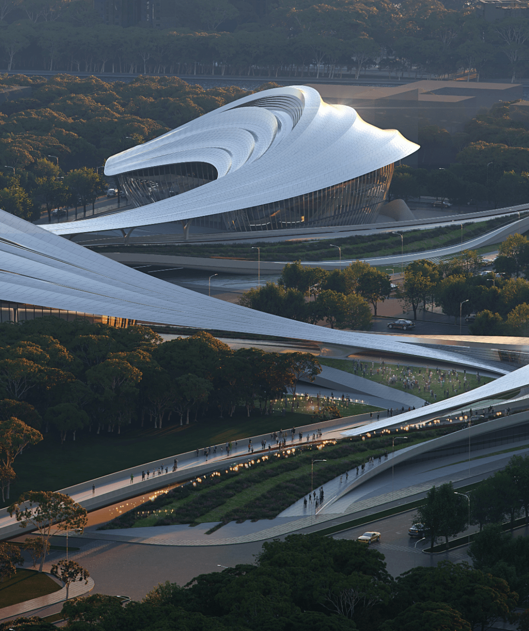 扎哈事务所中标｜陕西·泾河新城文化艺术中心