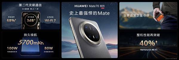 华为Mate 70系列正式发布:整机性能暴增40%,搭载原生鸿蒙系统