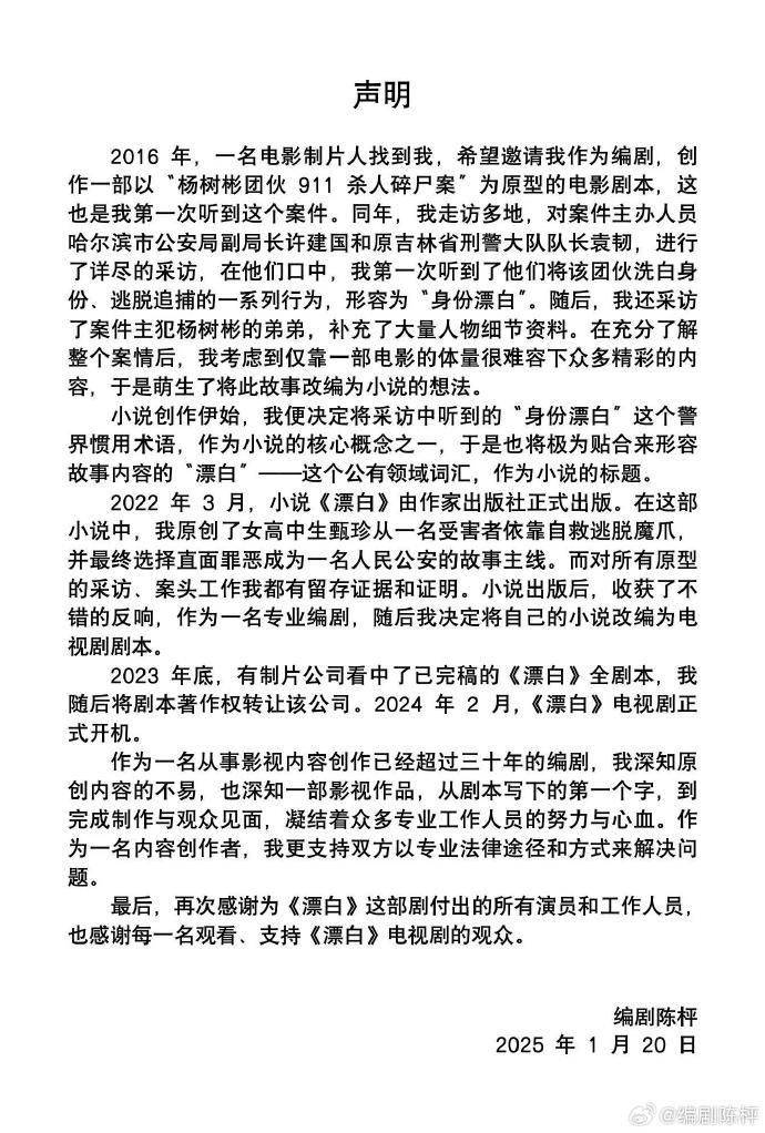 “连笔误都被原样抄走!”王猛再度发文晒证据,《漂白》编剧:不如拿起法律武器