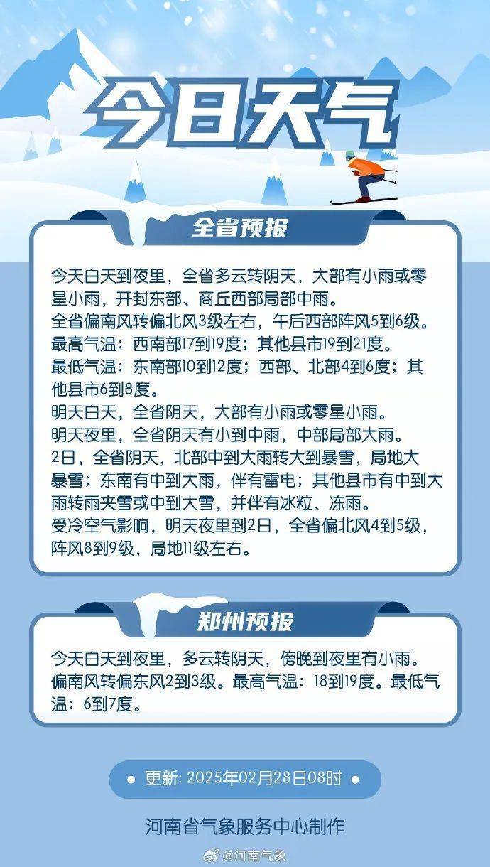 郑州预报图“黑”了!河南大范围雨雪明天来袭,多地有暴雪