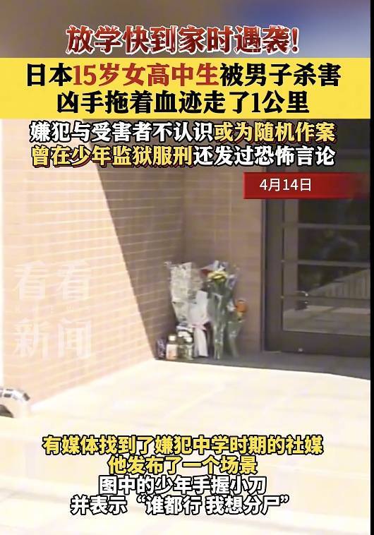 日本15岁女高中生当街被害!24岁凶手拖着血迹走了1公里,竟无人报警?当地披露详情→