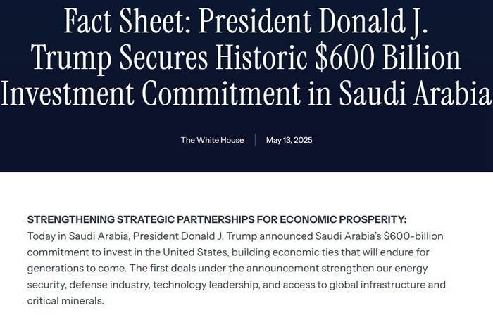 获沙特6000亿美元投资、将与叙利亚总统会面，特朗普开启中东访问