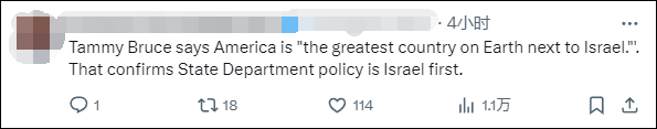 美国国务院发言人称“美国是仅次于以色列的最伟大国家”，遭网民“围剿”