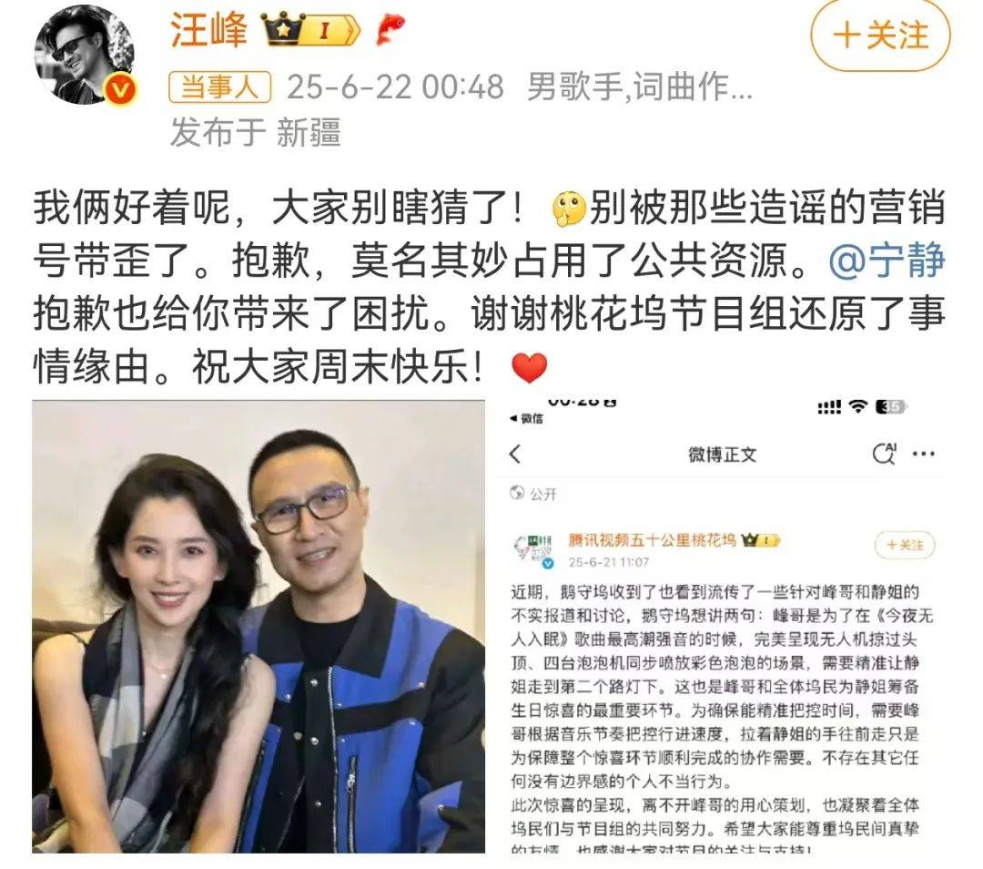 宁静回应与汪峰恋情:我不喜欢他,下次传绯闻找个年轻帅气的行不